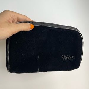 Chanel Black Suede Velvet Pouch Bag Purse Perfume